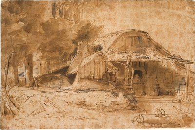 Cottage Near the Edge of a Wood by Rembrandt van Rijn